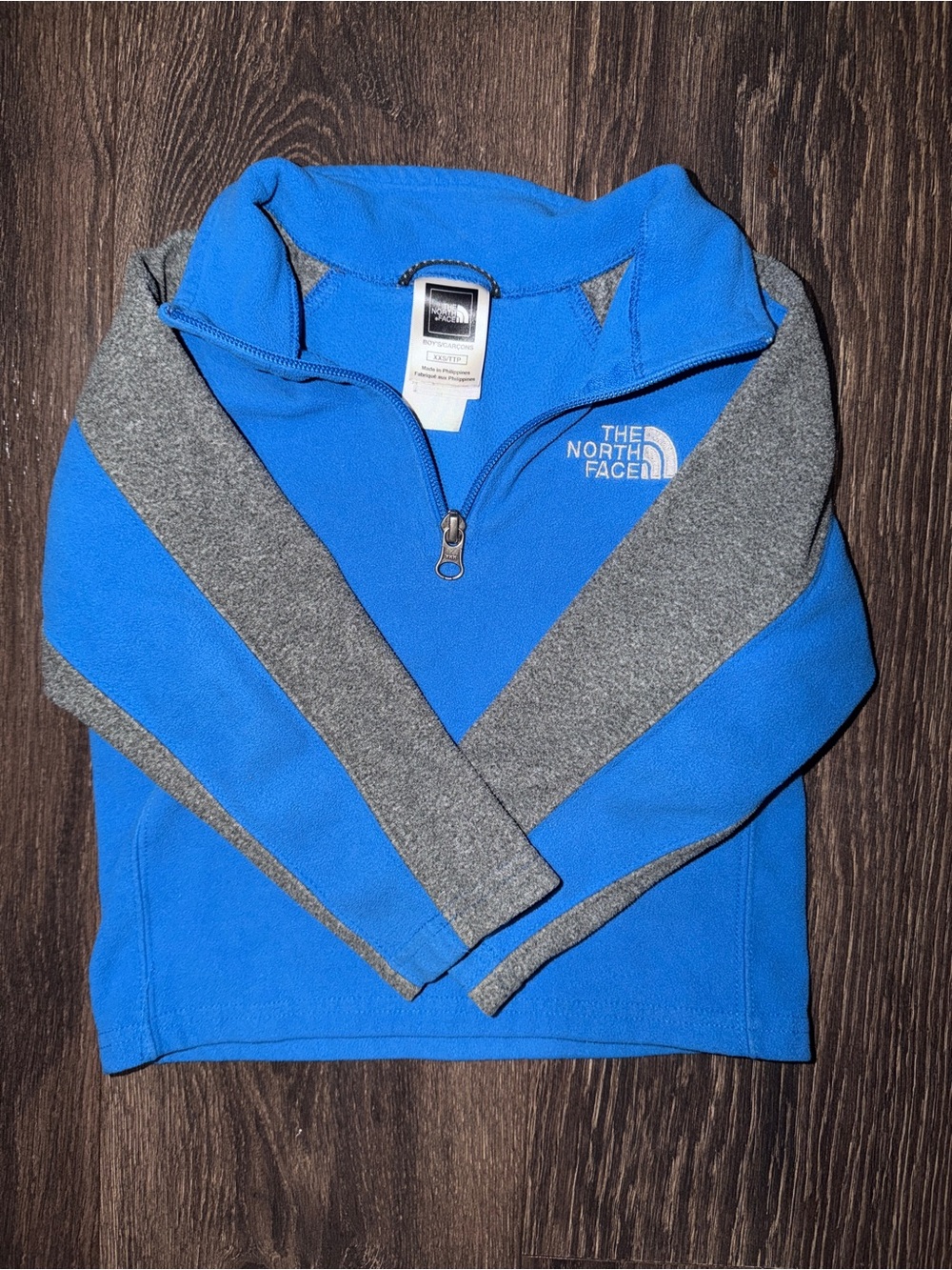 The North Face Boys Blue & Gray 1/4 Zip Fleece Pullover | XXS (4/5)